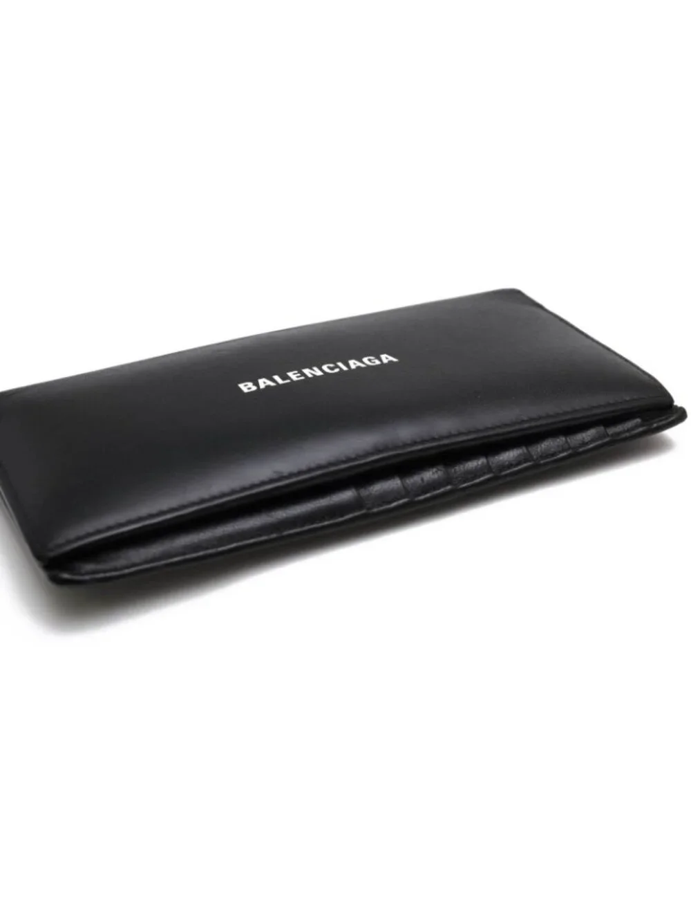 Balenciaga Wallet Leather Black Cash Vertical with Coin Purse Bifold